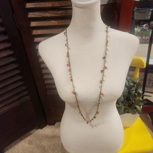 J. Crew Orange and Gold Beaded Necklace